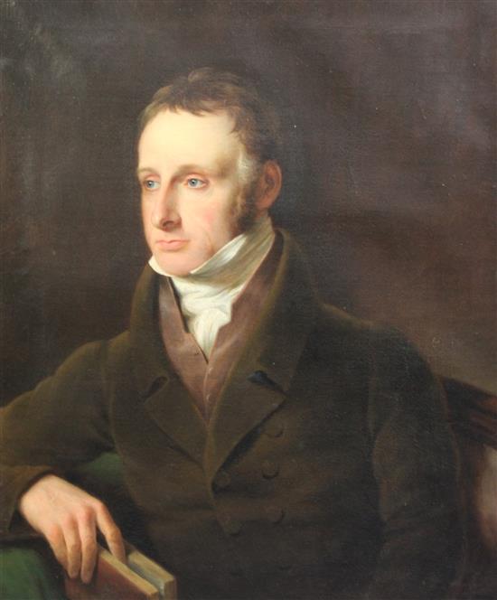 Early 19th century English School Portrait of John Chatfield Tyler Esq of Vittoria House, Cheltenham, Gloucestershire (1787-1851) 30 x